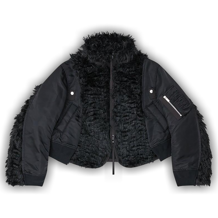 Buy Sacai Faux Fur Nylon Twill Blouson 'Black' - 24 07604