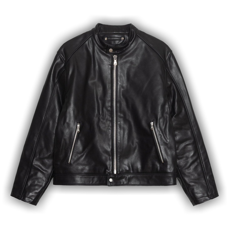 Buy Stussy Cafe Racer Leather Jacket 'Black' - 115771 BLAC