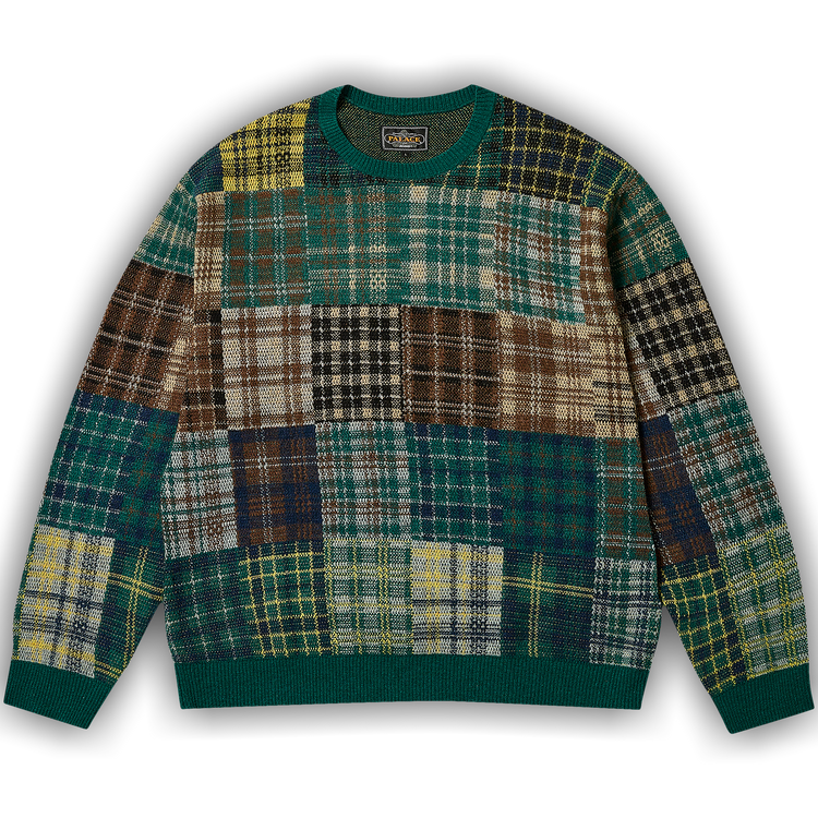 Size xl Palace x Beams Plus Patchwork Crew Knit 'Jacquard Green'