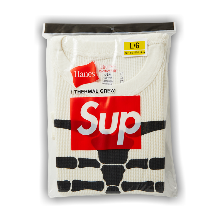 SUPREME x HANES Size L Black White Checkered Cotton T-shirt