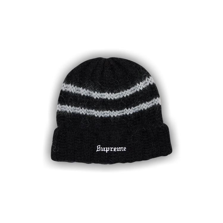 Supreme Brushed Stripe Beanie Black