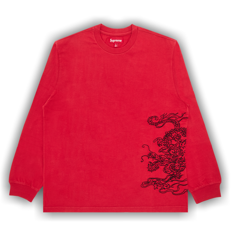Buy Supreme Dragon Embroidered Long-Sleeve Top 'Red' - FW24KN92 RED | GOAT