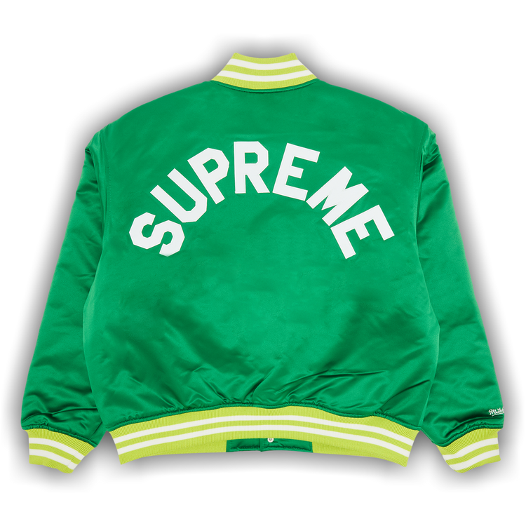 Buy Supreme x Mitchell & Ness Satin Varsity Jacket 'Green