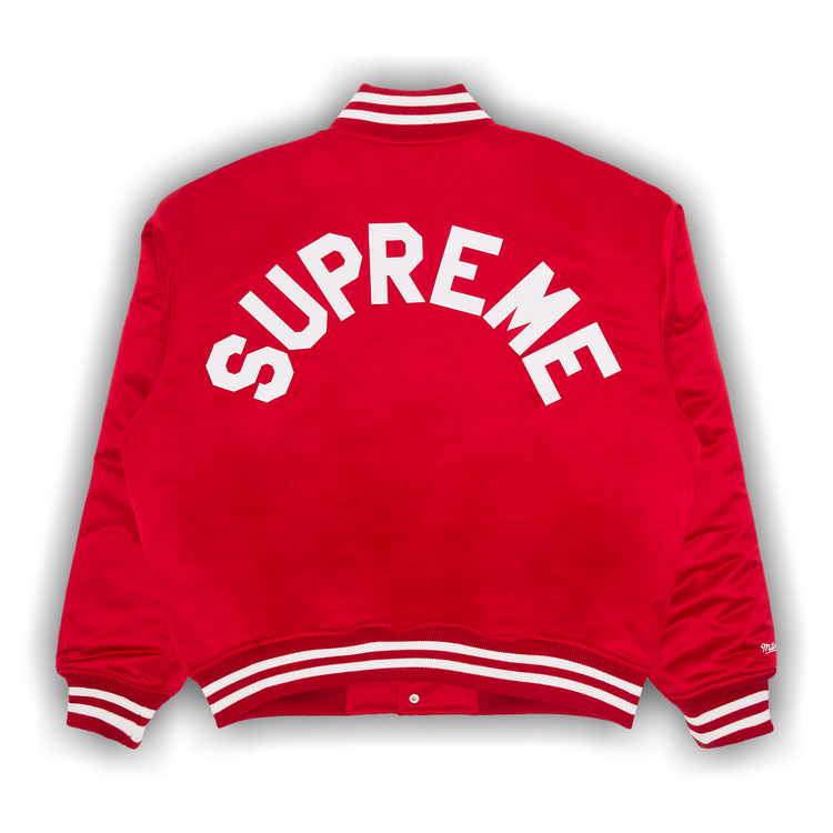Buy Supreme x Mitchell & Ness Satin Varsity Jacket 'Red