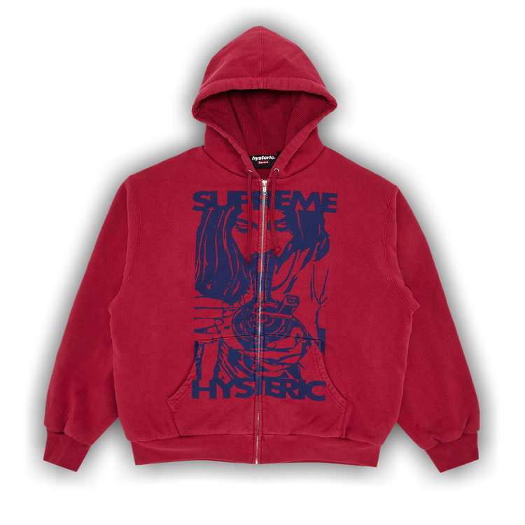 Buy Supreme x HYSTERIC GLAMOUR Thermal Lined Zip Up Hooded Sweatshirt Washed Red FW24SW69 WASHED RED GOAT UK