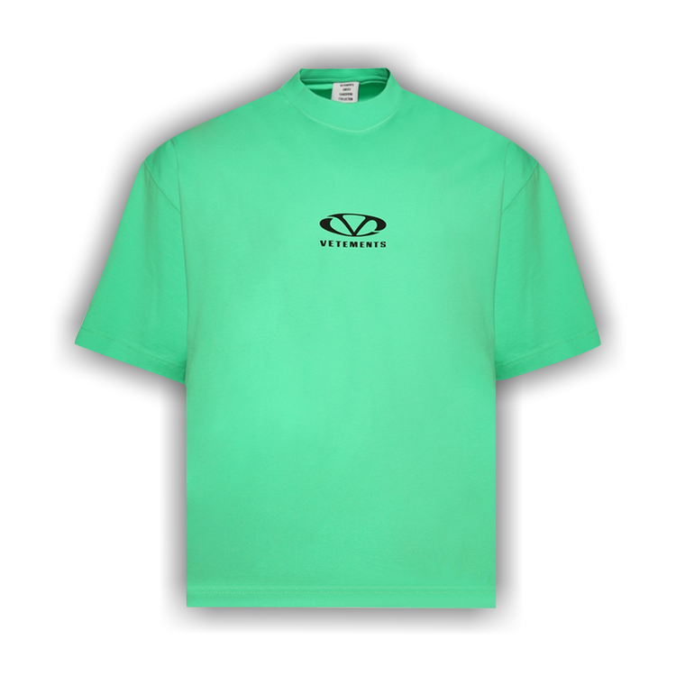 Tシャツ・カットソー VETEMENTS SS25 'Oval Logo' T-shirt (UA66TR600E NEONGREEN) Buy Vetements Oval Logo Cropped Boxy T-Shirt 'Neon Green