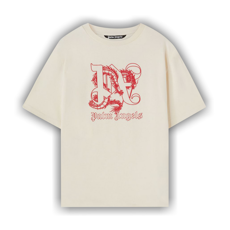 Buy Palm Angels Dragon Lunar New Year Tee 'Beige/Red Buy Palm Angels Dragon Lunar New Year Tee 'Beige/Red