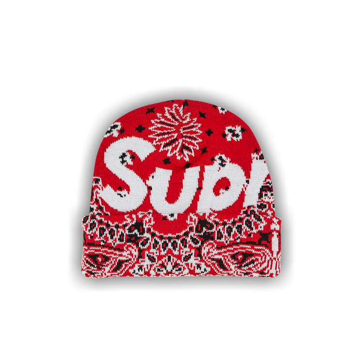 Supreme Bandana Big Logo Beanie 'Red' SHIPS TODAY! | eBay