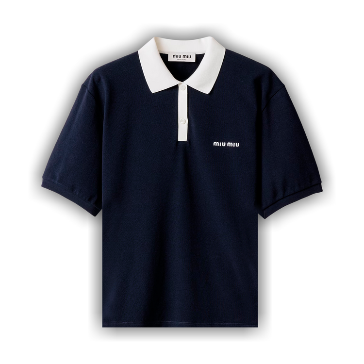 Buy Miu Miu Logo Embroidered Polo Shirt 'Blue' - MJN559 14RW Buy Miu Miu Logo Embroidered Polo Shirt 'Blue' - MJN559 14RW