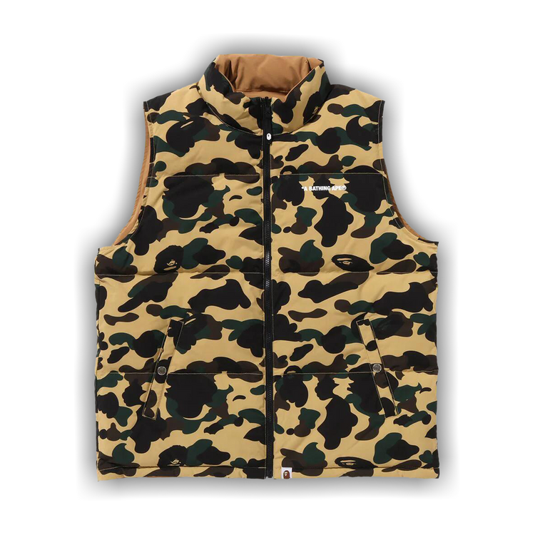 Buy BAPE 1st Camo Reversible Down Vest 'Yellow' - 1K80 144 012