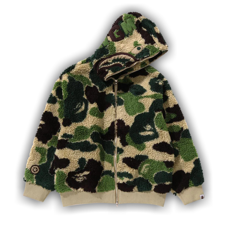 Buy BAPE ABC Camo Boa Shark Relaxed Fit Full Zip Hoodie 'Green
