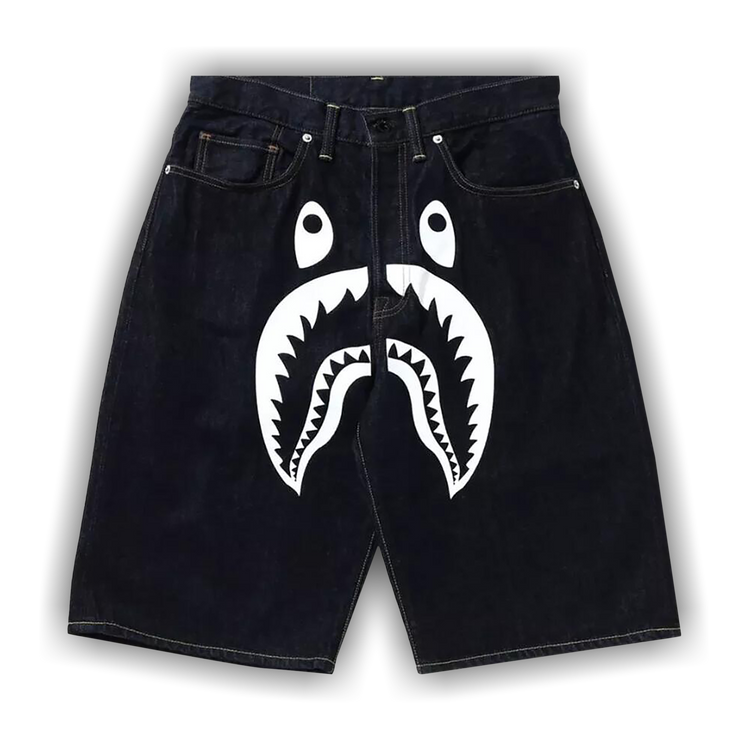 Buy BAPE Shark Denim Shorts 'Navy/White' - 1I30 151 002 NAVY WHITE