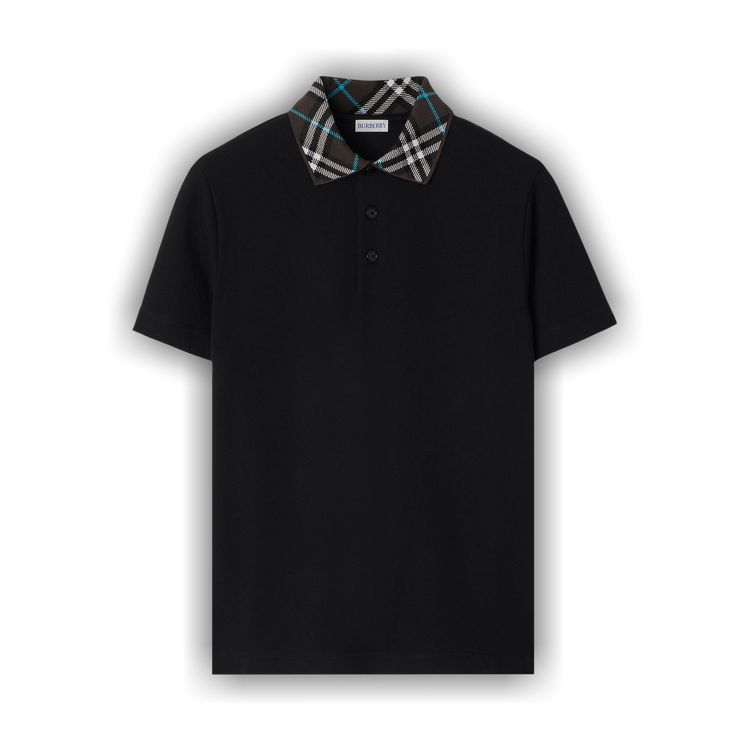 Buy Burberry Check Collar Polo Shirt 'Black' - 8103865 | GOAT