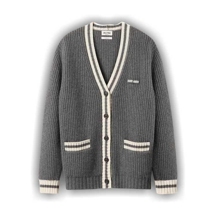 miu miu V カーディガン gray S Miu Miu v-neck Cardigan | Grey | FARFETCH