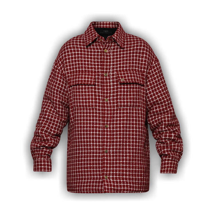 Buy Amiri Boucle Padded Overshirt 'Deep Red' - AMSTOS1022