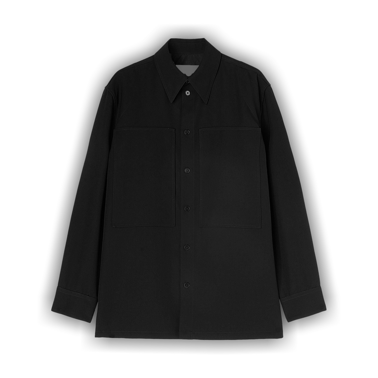 Buy Jil Sander Long-Sleeve Wool Gabardine Shirt 'Black