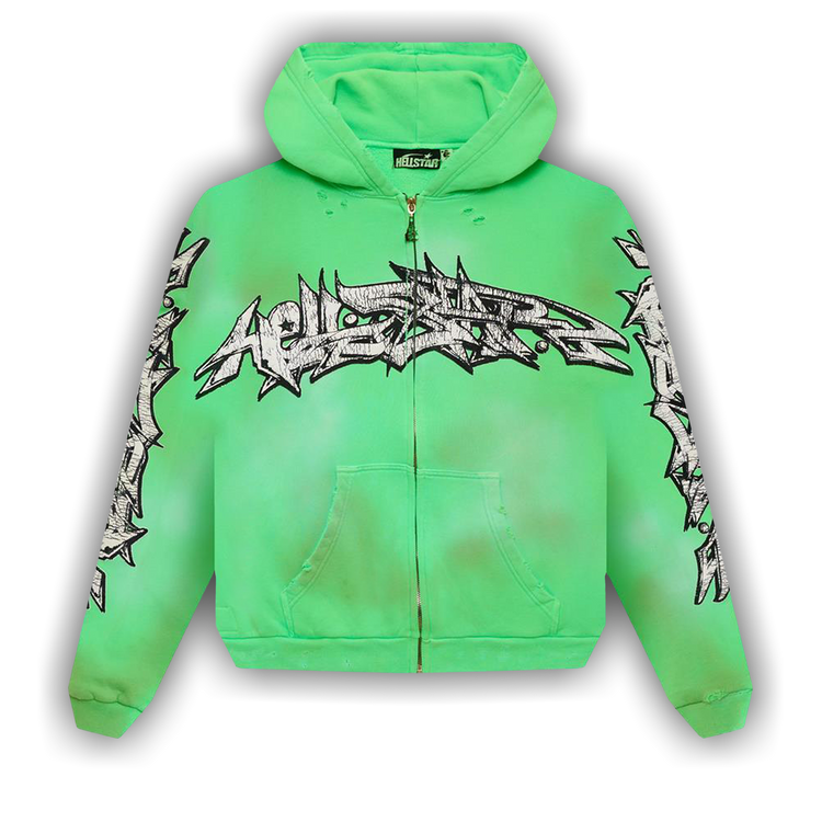 Buy Hellstar Graffiti Zip-Up Hoodie 'Green' - HS11JCK001 GREE
