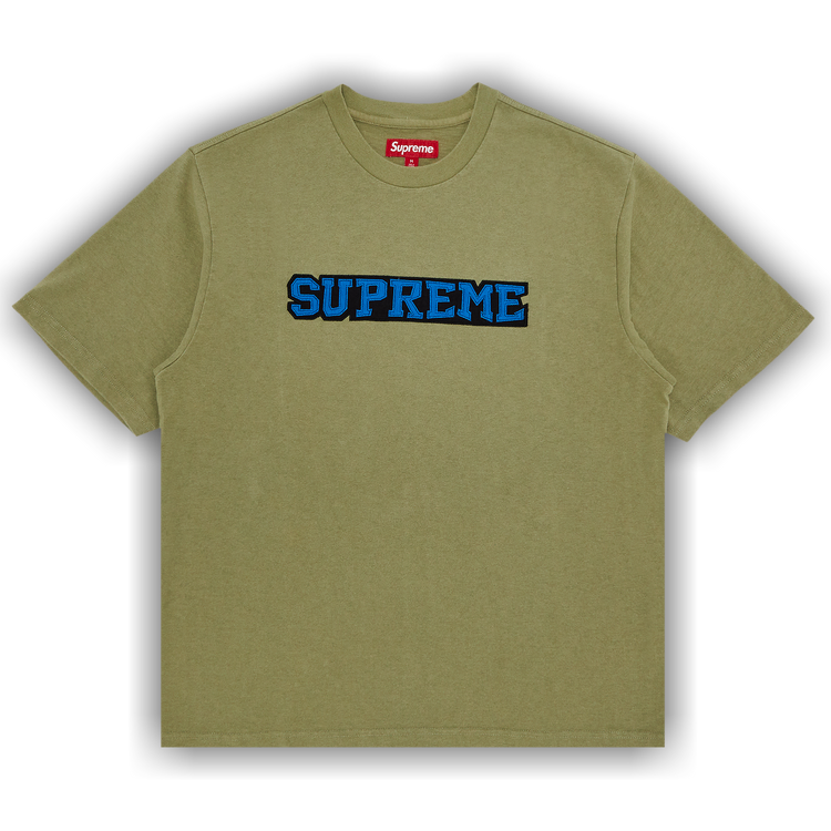Buy Supreme Satin Appliqué Short-Sleeve Top 'Light Olive