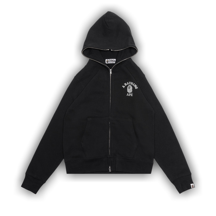 BAPE 黒 ジップアップ フリーススウェット Aape Moonface logo zip-up hoodie | Bape official website