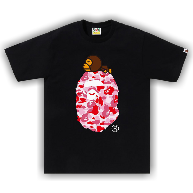 Buy BAPE ABC Camo Milo On Big Ape Tee 'Black/Pink' - 2K30 110 004