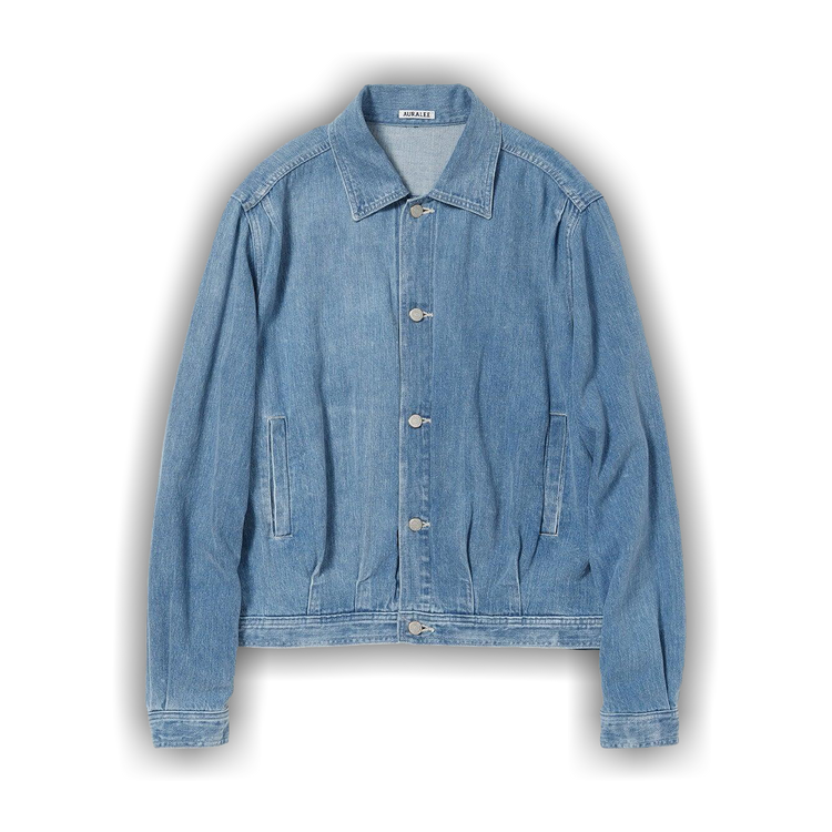 Buy Auralee Selvedge Faded Light Denim Blouson 'Light Indigo