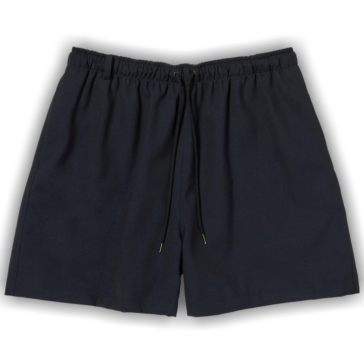Buy Auralee Wool Kid Mohair Hop Sack Shorts 'Dark Navy