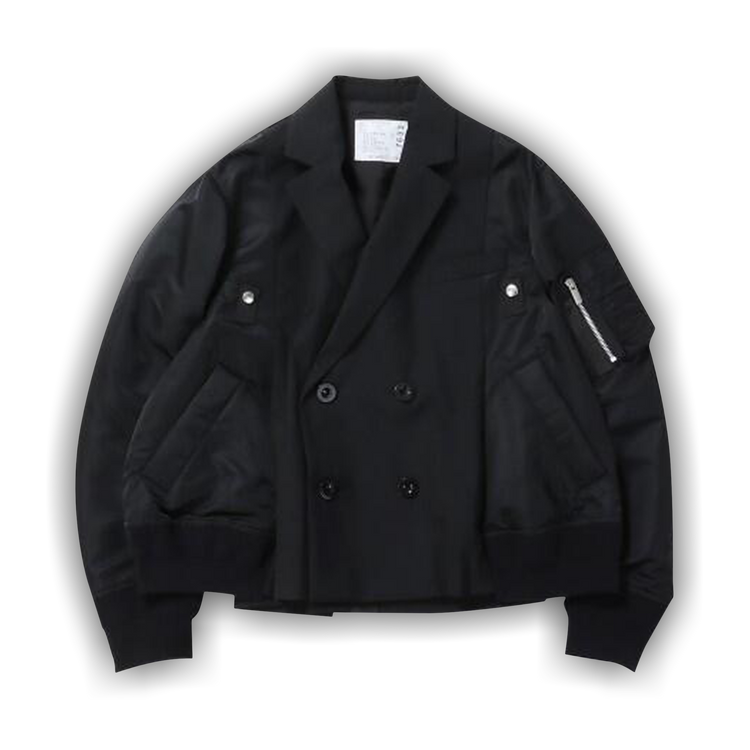 Buy Sacai Suiting x Nylon Twill Jacket 'Black' - 25 07633