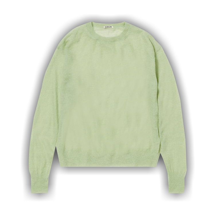 Buy Auralee Kid Mohair Sheer Knit Pullover 'Light Green