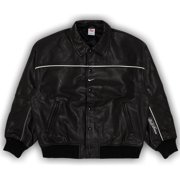 Buy Supreme x Nike Leather Varsity Jacket 'Black' - SS25J1 Buy Supreme x Nike Leather Varsity Jacket 'Black' - SS25J1