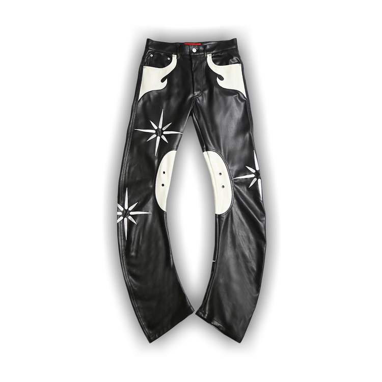 Buy KUSIKOHC Flower Rider Faux Leather Pants 'Black' - KUW3PT04KR