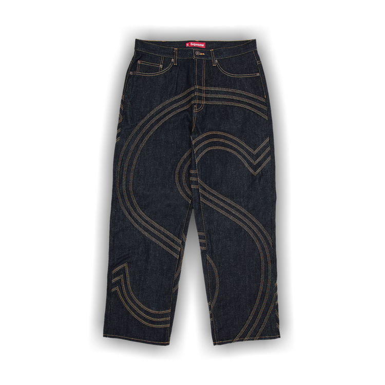 Buy Supreme S Logo Rigid Baggy Jean 'Rigid Indigo' - SS25P44