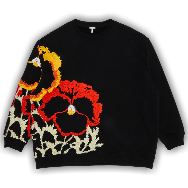 Buy Pre-Owned Loewe Pansies Embroidered Crewneck Sweater 'Black