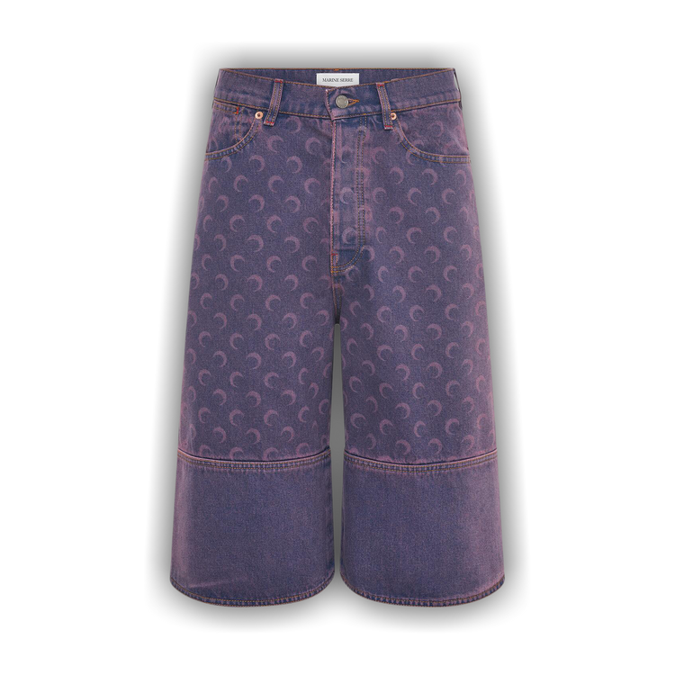 Buy Marine Serre Moon Laser Denim Bermudas 'Lavender' - USH004A