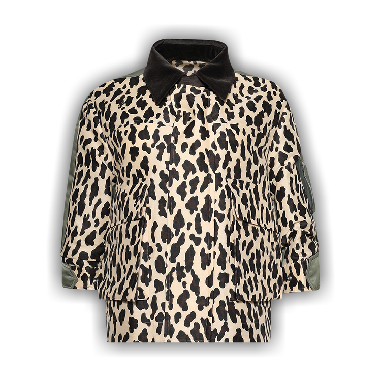 Buy Sacai Leopard Print Nylon Twill Jacket 'Ecru/Khaki' - 25