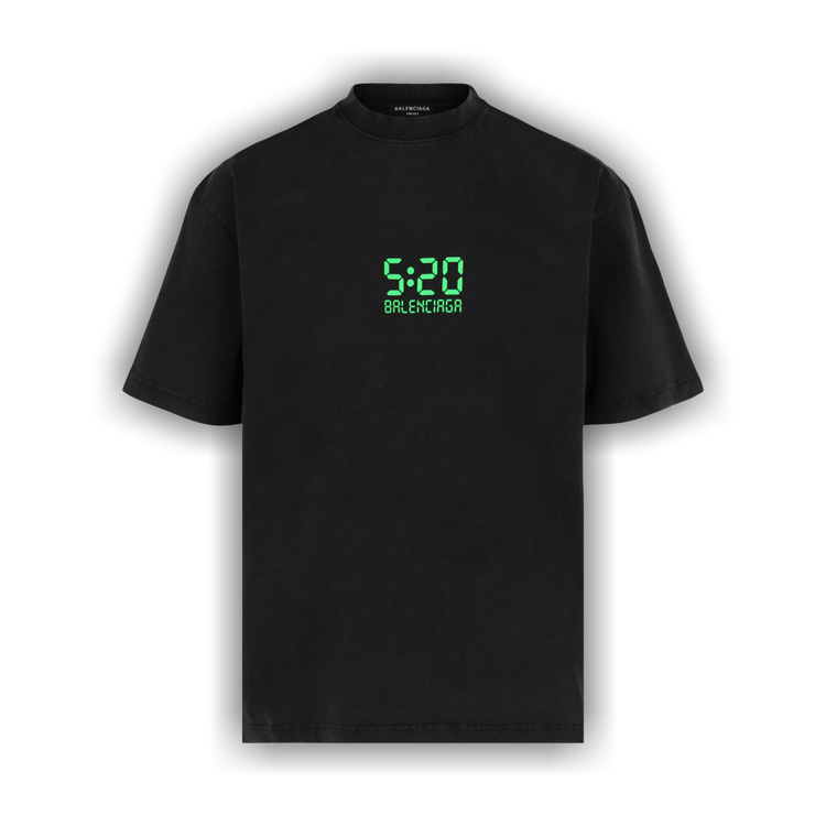 Buy Balenciaga 5:20 Graphic T-Shirt 'Wash Black/Green' - 612966