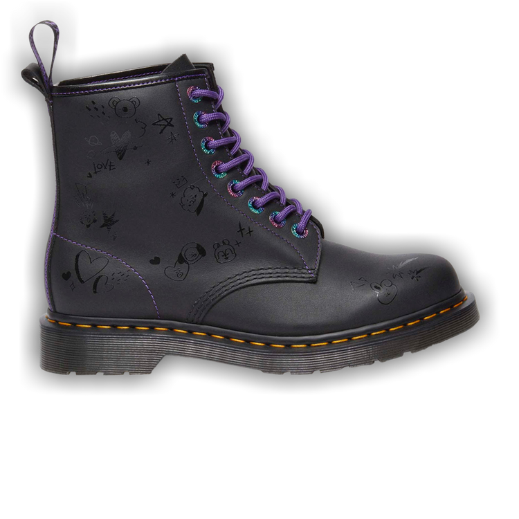Dr. Martens x BT21 1460 BT21 8 ホール ブーツ ユニバースター BT21 x Dr. Martens 1460 8 Hole Boots Black＋Purple Women's
