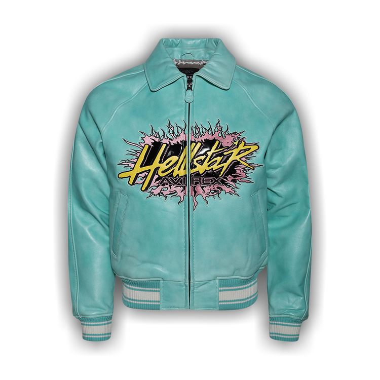 Buy Hellstar Icon Leather Jacket 'Aqua Blue' - HSAJCK1 BLUE | GOAT