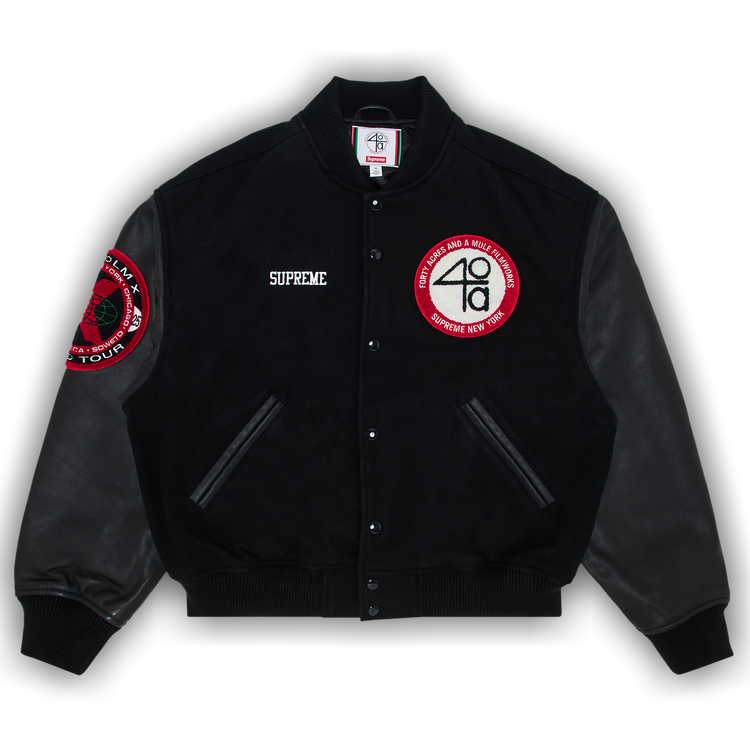 Buy Supreme x 40 Acres Malcolm X Varsity Jacket 'Black' - SS25J37