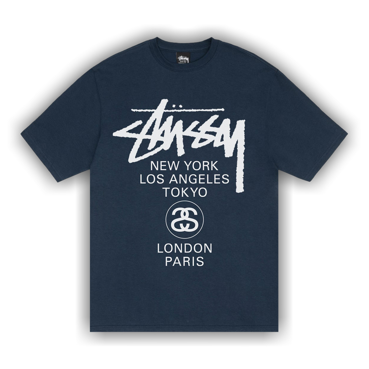 Buy Stussy World Tour Tee 'Navy' - 3903792 NAVY | GOAT