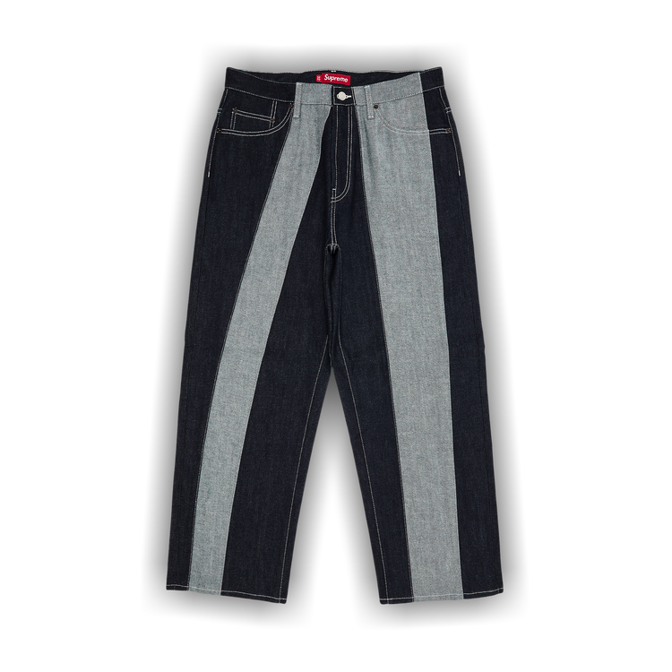 Buy Supreme Paneled Stripe Baggy Jean 'Rigid Indigo