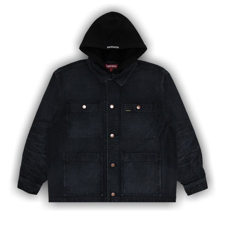 Buy Supreme Worn Hooded Chore Coat 'Black' - SS25J83 BLACK