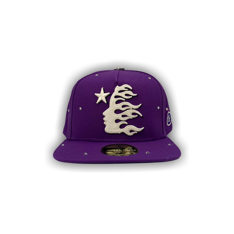 Buy Hellstar Og Logo Hat Fitted + Rhinestones 'Purple