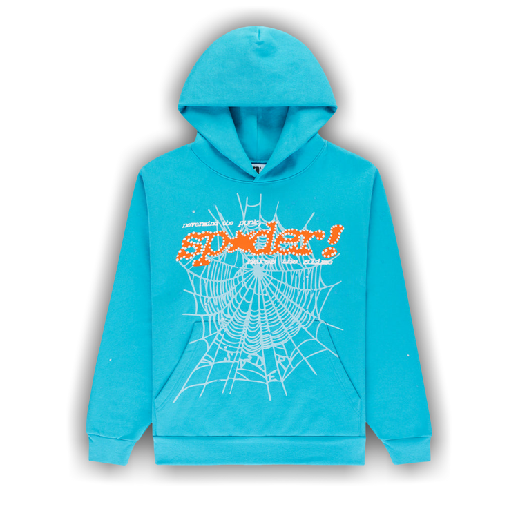 Buy Sp5der Punk V2 Hoodie 'Cyan' - ST014SS25CYA | GOAT