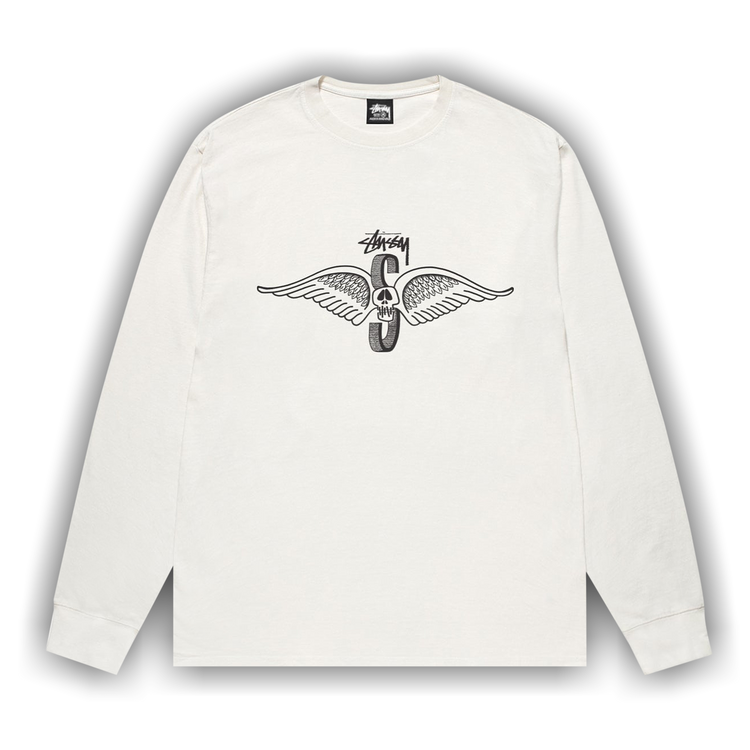 Buy Stussy Skull Wings Long-Sleeve Tee Pigment Dyed 'Natural