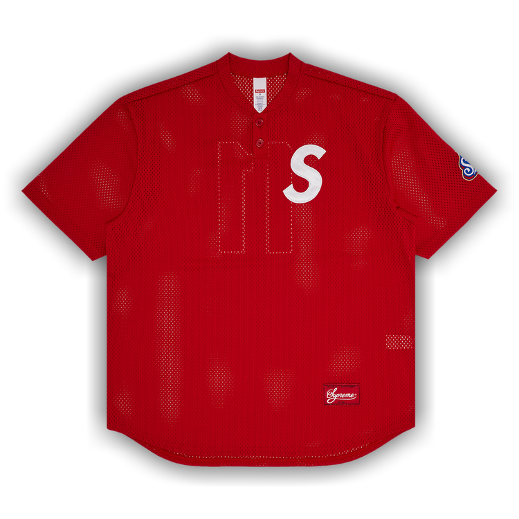 Buy Supreme S Logo Baseball Henley 'Red' - SS25KN95 RED