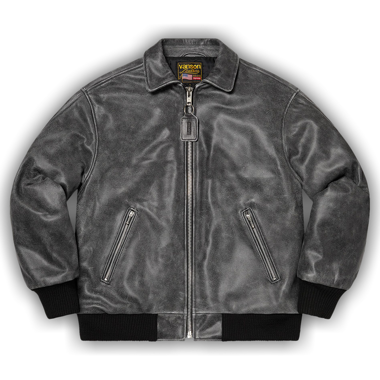 Buy Supreme Vanson Leathers Worn Leather Jacket 'Black' - 00052