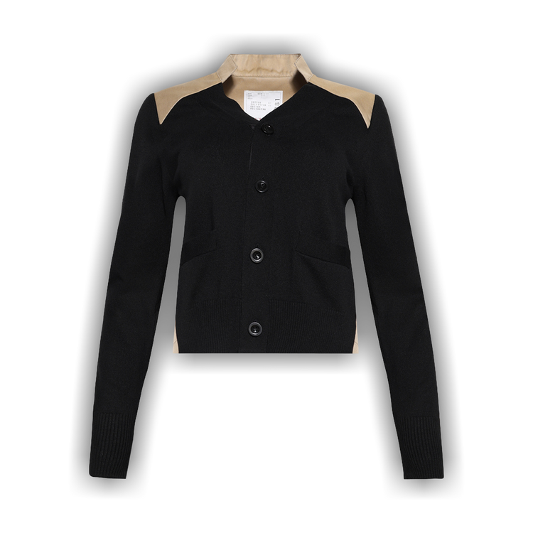 Buy Sacai Cotton Gabardine x Knit Cardigan 'Black/Beige
