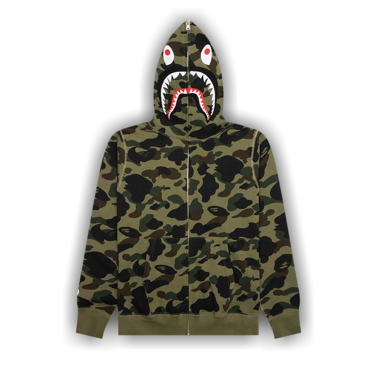 Buy BAPE 1st Camo Shark Full Zip Hoodie 'Green' - 1L80 115 007