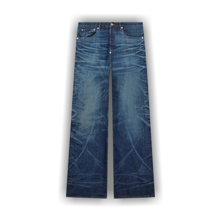 Buy Kenzo Turn Up Wide Fit Jeans 'Stone Bleached Dirty Blue Denim