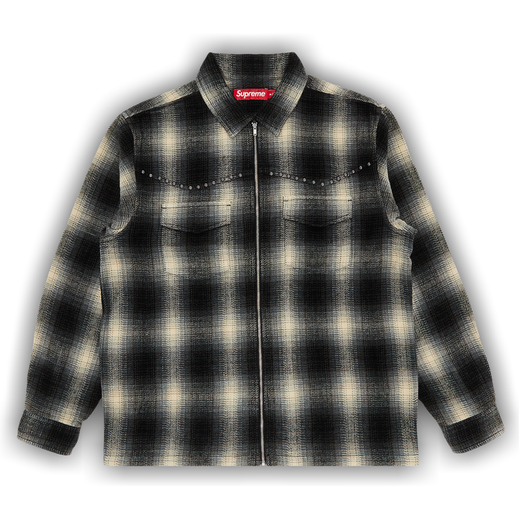 トップス Supreme Shadow Plaid Flannel Shirt Buy Supreme Studded Shadow Plaid Zip Up Shirt 'Black' - FW25S7
